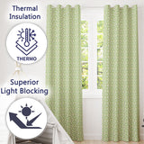 Dark Green Abstract Oil Paint Swirl Seamless  Readymade Eyelet Ring Top Thermal 100% Blackout Curtains