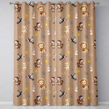 Safari Animals Lion Meerkat Toucan Neutral Seamless  Readymade Eyelet Ring Top Thermal 100% Blackout Curtains