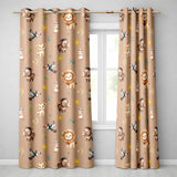Safari Animals Lion Meerkat Toucan Neutral Seamless  Readymade Eyelet Ring Top Thermal 100% Blackout Curtains
