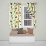 Safari Animals Lion Meerkat Toucan and Warthog with Sun and LeavesBeige  Readymade Eyelet Ring Top Thermal 100% Blackout Curtains