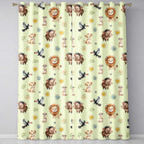Safari Animals Lion Meerkat Toucan and Warthog with Sun and LeavesBeige  Readymade Eyelet Ring Top Thermal 100% Blackout Curtains