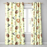 Safari Animals Lion Meerkat Toucan and Warthog with Sun and LeavesBeige  Readymade Eyelet Ring Top Thermal 100% Blackout Curtains