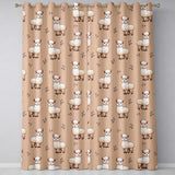 Alpaca Llama  with Floral Sprigs on Peach Background  Readymade Eyelet Ring Top Thermal 100% Blackout Curtains