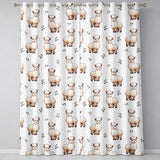 Alpaca Llama  with Floral Sprigs on Cream Background  Readymade Eyelet Ring Top Thermal 100% Blackout Curtains