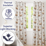 Alpaca Llama  with Floral Sprigs on Cream Background  Readymade Eyelet Ring Top Thermal 100% Blackout Curtains