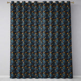 Celestial Goddess in Flowing Blue Dress with Stars and Golden  Readymade Eyelet Ring Top Thermal 100% Blackout Curtains