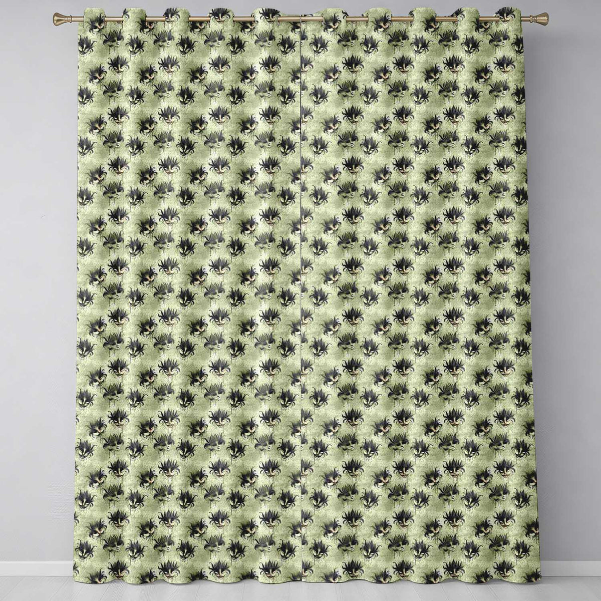 Vintage Sepia Toned Venetian Masks with Artistic Texture Seamless  Readymade Eyelet Ring Top Thermal 100% Blackout Curtains
