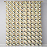 Soft Blue and Gold Floral Mask Design with Elegant Details Seamless  Readymade Eyelet Ring Top Thermal 100% Blackout Curtains