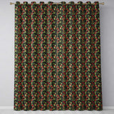 Rich Dark Holly Leaves and Red Berries Christmas Seamless Pattern  Readymade Eyelet Ring Top Thermal 100% Blackout Curtains