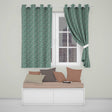 Festive Green Background Red and White Berry Branches Pattern  Readymade Eyelet Ring Top Thermal 100% Blackout Curtains