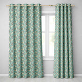 Soft Blue Floral and Berry Sprigs Seamless Pattern with Polka Dots  Readymade Eyelet Ring Top Thermal 100% Blackout Curtains