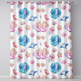Cute Cartoon Mermaid and Sea Creatures Seamless Pattern  Readymade Eyelet Ring Top Thermal 100% Blackout Curtains