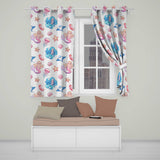 Mermaid Ocean Friends Jellyfish Starfish   Grey Background  Readymade Eyelet Ring Top Thermal 100% Blackout Curtains
