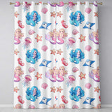 Mermaid Ocean Friends Jellyfish Starfish   Grey Background  Readymade Eyelet Ring Top Thermal 100% Blackout Curtains
