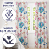 Mermaid Ocean Friends Jellyfish Starfish   Grey Background  Readymade Eyelet Ring Top Thermal 100% Blackout Curtains