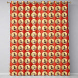 Minimalist Monkey on Branch Circular Frame Pattern in Warm Red Tones  Readymade Eyelet Ring Top Thermal 100% Blackout Curtains