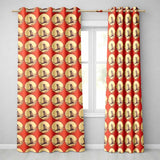 Minimalist Monkey on Branch Circular Frame Pattern in Warm Red Tones  Readymade Eyelet Ring Top Thermal 100% Blackout Curtains