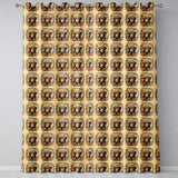 Floral Vintage Monkey Portrait with Botanical Wreath Pattern in Soft Gold  Readymade Eyelet Ring Top Thermal 100% Blackout Curtains