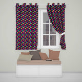 Vibrant Rainbow Feather Pattern on Black Background Seamless Colorful  Readymade Eyelet Ring Top Thermal 100% Blackout Curtains