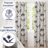 Cute Watercolor Bats and Stars Seamless Pattern Soft Grey Background  Readymade Eyelet Ring Top Thermal 100% Blackout Curtains