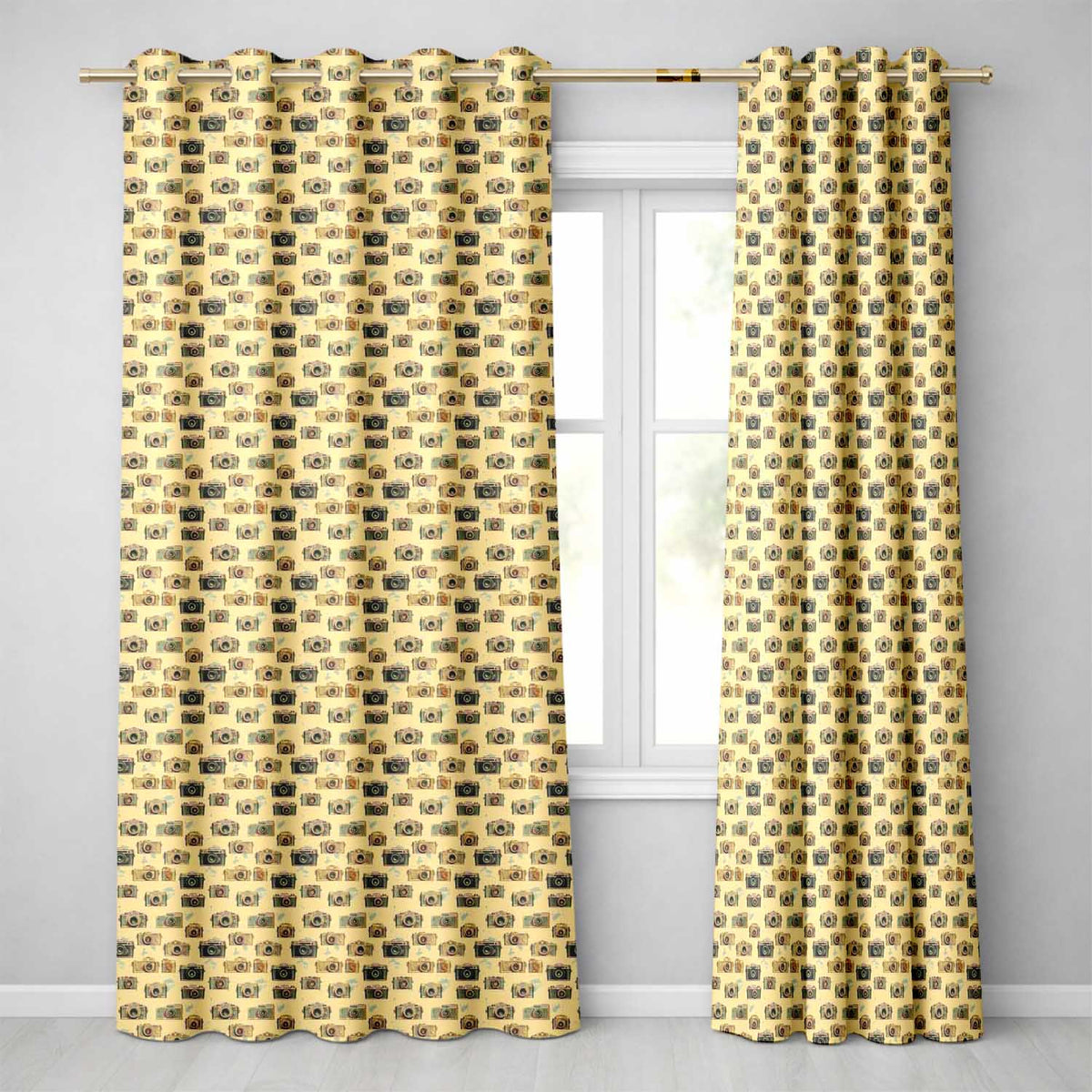 Camera and Film Device Seamless Pattern with Classic Photography Theme  Readymade Eyelet Ring Top Thermal 100% Blackout Curtains