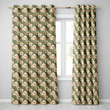 Vintage White Daisy Floral on Rustic Teal Wood Background  Readymade Eyelet Ring Top Thermal 100% Blackout Curtains