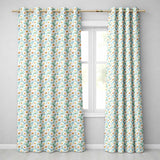 Elegant Cream Daisy Florals on Light Vintage Wash Background  Readymade Eyelet Ring Top Thermal 100% Blackout Curtains