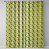 Tropical Palm Leaf Botanical Pattern in Green and Mustard Tones Seamless Design  Readymade Eyelet Ring Top Thermal 100% Blackout Curtains