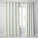 Teal and Mustard Fern Botanical Watercolor Seamless Pattern  Readymade Eyelet Ring Top Thermal 100% Blackout Curtains