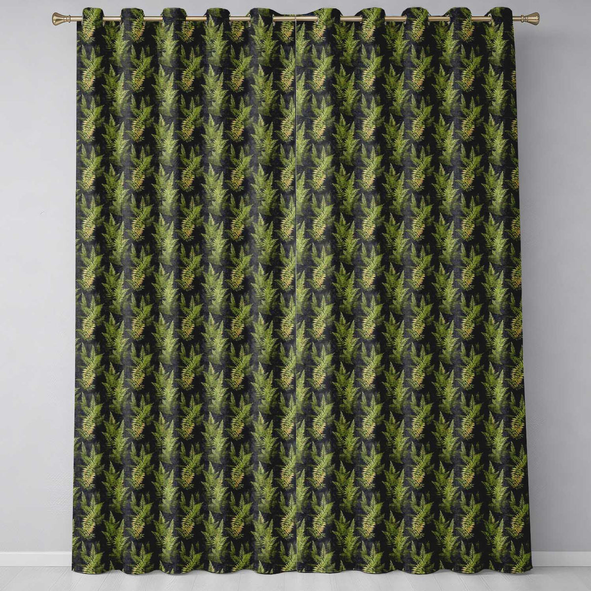 Dark Green Dense Fern Forest Seamless Pattern  Readymade Eyelet Ring Top Thermal 100% Blackout Curtains