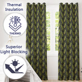 Dark Green Dense Fern Forest Seamless Pattern  Readymade Eyelet Ring Top Thermal 100% Blackout Curtains