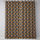 Dark Blue Vase Floral Arrangement Seamless Pattern Rich Botanical Art  Readymade Eyelet Ring Top Thermal 100% Blackout Curtains