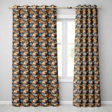 Dark Blue Vase Floral Arrangement Seamless Pattern Rich Botanical Art  Readymade Eyelet Ring Top Thermal 100% Blackout Curtains