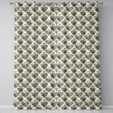 Ornate Blue and Red Decorative Vase Pattern with Classic Floral Swirls  Readymade Eyelet Ring Top Thermal 100% Blackout Curtains