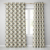 Ornate Blue and Red Decorative Vase Pattern with Classic Floral Swirls  Readymade Eyelet Ring Top Thermal 100% Blackout Curtains