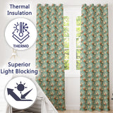 Delicate Blossom Branches in Ceramic Vases Soft Blue Background Floral Design  Readymade Eyelet Ring Top Thermal 100% Blackout Curtains