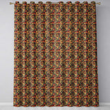 Bold African Inspired Geometric Patchwork Pattern in Black Orange and Mustard  Readymade Eyelet Ring Top Thermal 100% Blackout Curtains