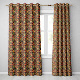 Bold African Inspired Geometric Patchwork Pattern in Black Orange and Mustard  Readymade Eyelet Ring Top Thermal 100% Blackout Curtains