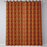Tribal Symbol Patchwork with African Inspired in Warm Orange and Brown Tones  Readymade Eyelet Ring Top Thermal 100% Blackout Curtains