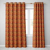 Tribal Symbol Patchwork with African Inspired in Warm Orange and Brown Tones  Readymade Eyelet Ring Top Thermal 100% Blackout Curtains