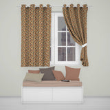 Abstract Tribal Line Art Pattern with Organic Shapes in Earthy Orange and Beige  Readymade Eyelet Ring Top Thermal 100% Blackout Curtains