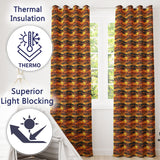 Textured African Landscape with Sunset Scene and Silhouettes in Warm Hues  Readymade Eyelet Ring Top Thermal 100% Blackout Curtains