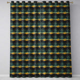 Impressionist Landscape with Rolling Hills and Sunset in Deep Blue and Gold  Readymade Eyelet Ring Top Thermal 100% Blackout Curtains