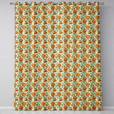 Dense Golden Chrysanthemum Floral Pattern with Dark Foliage Background  Readymade Eyelet Ring Top Thermal 100% Blackout Curtains