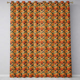 Soft Sepia Chrysanthemum Floral Pattern in Monochrome Warm Beige Tones  Readymade Eyelet Ring Top Thermal 100% Blackout Curtains
