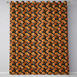 Painterly Orange Floral Pattern with Loose Brushstroke Chrysanthemum Design  Readymade Eyelet Ring Top Thermal 100% Blackout Curtains