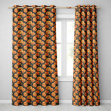 Painterly Orange Floral Pattern with Loose Brushstroke Chrysanthemum Design  Readymade Eyelet Ring Top Thermal 100% Blackout Curtains