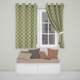 Classic White Orchid Blossom Pattern on Soft Beige Background  Readymade Eyelet Ring Top Thermal 100% Blackout Curtains