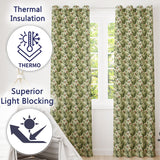 Classic White Orchid Blossom Pattern on Soft Beige Background  Readymade Eyelet Ring Top Thermal 100% Blackout Curtains