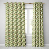 Classic White Orchid Blossom Pattern on Soft Beige Background  Readymade Eyelet Ring Top Thermal 100% Blackout Curtains